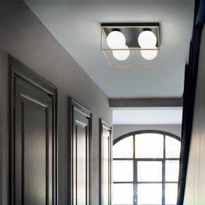 Ideal lux - Modello: Lingotto - Lampada da soffitto grande in metallo quadrata con 4 diffusori in vetro soffiato - Attacco Lampadina: E14 - 4 Lampadine - Watt 28W - Dimmerabile: NO - Grado di Protezione: IP20 - SKU: 32786G 