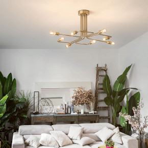 Ideal lux - Modello: Triumph - Lampada da soffitto struttura in ottone con 6 diffusori dal design moderno - Colore: Ottone - Attacco Lampadina: E27 - 8 Lampadine - Watt 42W - Dimmerabile: NO - Grado di Protezione: IP20 - SKU: 160313 - Codice EAN: 8021696189901 
