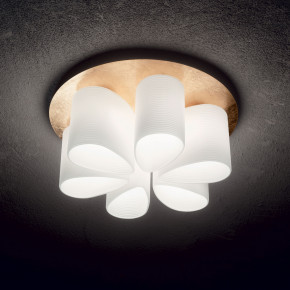 Ideal lux - Modello: Daisy - Plafoniera in metallo con foglia oro e diffusore in vetro ondulato - Colore: Oro - Attacco Lampadina: E27 - 6 Lampadine - Watt 52W - Dimmerabile: NO - Grado di Protezione: IP20 - SKU: 247779 - Codice EAN: 8021696187877 