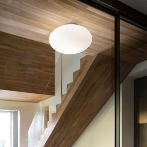 Ideal lux - Modello: Candy - Plafoniera moderna struttura in metallo satinato e diffusore in vetro acidato - Colore: Bianco - Attacco Lampadina: E27 - 1 Lampadina - Watt 42W - Dimmerabile: NO - Grado di Protezione: IP20 - SKU: 086781 - Codice EAN: 8021696174822 