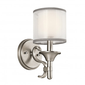 Kichler - Modello: Lacey - Applique da parete in acciaio con diffusore in vetro opalino e maglia di lino - Attacco Lampadina: E14 - 1 Lampadina - Watt 60W - Dimmerabile: NO - Grado di Protezione: IP20 - Classe Energetica: A - SKU: KL-LACEY1 