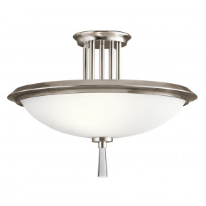 Kichler - Modello: Dreyfus - Lampada a soffitto rotonda in acciaio con diffusore in vetro dal design moderno - Attacco Lampadina: E27 - 3 Lampadine - Watt 60W - Dimmerabile: NO - Grado di Protezione: IP20 - Classe Energetica: A - SKU: KL-DREYFUS 