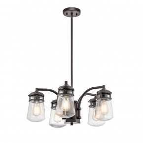 Kichler - Modello: Lyndon - Lampadario da esterno a 5 diffusori in vetro con struttura in alluminio rustica - Colore: Bronzo - Attacco Lampadina: E27 - 5 Lampadine - Watt 75W - Dimmerabile: NO - Grado di Protezione: IP44 - Classe Energetica: A - SKU: KL-LYNDON-5P-AZ - Codice EAN: 5024005298113