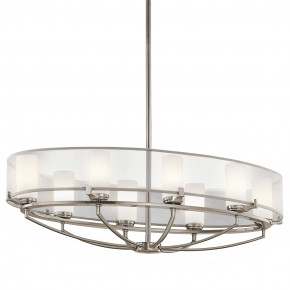 Kichler - Modello: Saldana - Lampadario ovale a 8 luci con diffusore in vetro e organza dal design moderno - Colore: Satinato - Attacco Lampadina: G9 - 8 Lampadine - Watt 3W - Dimmerabile: NO - Grado di Protezione: IP20 - Classe Energetica: A - SKU: KL-SALDANA8 - Codice EAN: 5024005238218
