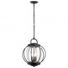 Kichler - Modello: Vandalia - Lanterna a catena grande da esterno a 3 luci dal design industrial - Colore: Nero - Attacco Lampadina: E14 - 3 Lampadine - Watt 60W - Dimmerabile: NO - Grado di Protezione: IP44 - Classe Energetica: A - SKU: KL-VANDALIA8-L - Codice EAN: 5024005340911 