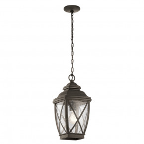 Kichler - Modello: Tangier - Lanterna a catena media da esterno con struttura in alluminio e vetro - Colore: Bronzo - Attacco Lampadina: E27 - 1 Lampadina - Watt 60W - Dimmerabile: NO - Grado di Protezione: IP44 - Classe Energetica: A - SKU: KL-TANGIER8-M - Codice EAN: 5024005340317