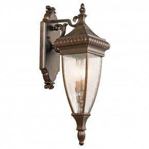 Kichler - Modello: Venetian Rain - Lanterna da parete da esterno media con 2 luci in metallo e diffusore in vetro - Colore: Bronzo - Attacco Lampadina: E14 - 2 Lampadine - Watt 60W - Dimmerabile: NO - Grado di Protezione: IP44 - Classe Energetica: A - SKU: KL-VENETIAN2-M - Codice EAN: 5024005241010 