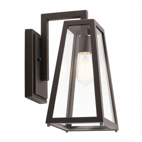 Kichler - Modello: Delison - Lanterna da parete media moderna a 1 luce struttura in alluminio e vetro - Colore: Bronzo - Attacco Lampadina: E27 - 1 Lampadina - Watt 60W - Dimmerabile: NO - Grado di Protezione: IP44 - Classe Energetica: A - SKU: KL-DELISON-M-RZ - Codice EAN: 5024005571216 