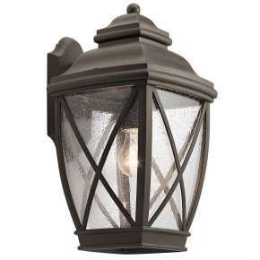 Kichler - Modello: Tangier - Lanterna da pareti con struttura grande in alluminio e diffusore in vetro - Colore: Bronzo - Attacco Lampadina: E27 - 1 Lampadina - Watt 60W - Dimmerabile: NO - Grado di Protezione: IP44 - Classe Energetica: A - SKU: KL-TANGIER2-L - Codice EAN: 5024005339915