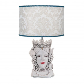 Bongelli Preziosi - Lampada da tavolo in stile moderno con testa di moro femminile - Colore: Bianco - Attacco Lampadina: E27 - 1 Lampadina - Watt 60W - Dimmerabile: NO - Classe Energetica: A++ - SKU: ME1890 - Codice EAN: 1234567010465 