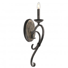 Kichler - Modello: Taulbee - Lampada da parete stile rustico a 1 luce in metallo e impiallacciatura in legno - Colore: Ruggine - Attacco Lampadina: E14 - 1 Lampadina - Watt 60W - Dimmerabile: NO - Grado di Protezione: IP20 - Classe Energetica: A - SKU: KL-TAULBEE1 - Codice EAN: 5024005340515