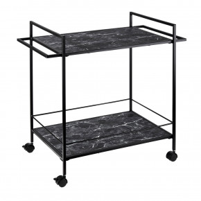 L'Oca Nera - Modello: Urban - Carrello da cucina con ruote in metallo nero e ripiani effetto marmo - Colore: Grigio Scuro - SKU: 1J191 
