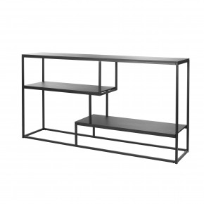 L'Oca Nera - Modello: Urban - Consolle moderna in metallo nero con ripiani sfalsati e struttura geometrica - Colore: Nero - SKU: 1J137 