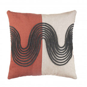 L'Oca Nera - Modello: Urban - Cuscino quadrato in cotone con ricami a tema astratto 45x45 - Colore: Rosso - SKU: 1C152 