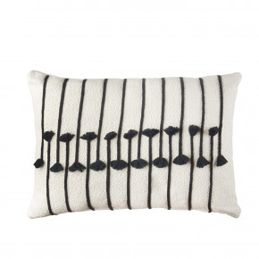 L'Oca Nera - Modello: Urban - Cuscino rettangolare in cotone con ricami a tema astratto 30x45 - Colore: Bianco/Nero - SKU: 1C179 