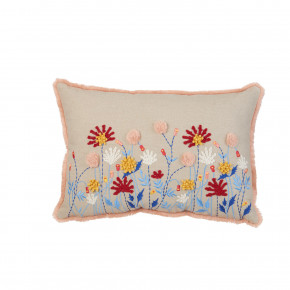 L'Oca Nera - Modello: Modern Country - Cuscino rettangolare in cotone con ricami floreali 30x45 - Colore: Tortora - SKU: 1C234