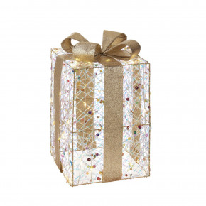 L'Oca Nera - Modello: Scintille Magiche - Decorazione natalizia pacco regalo medio con 60 led - Colore: Oro - SKU: 8.1XM1057.11 - Codice EAN: 8024118167129 