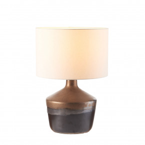 L'Oca Nera - Modello: Contemporaneo - Lampada da tavolo moderna con base in ceramica e diffusore in tessuto - Colore: Bronzo - Attacco Lampadina: E27 - 1 Lampadina - Watt 60W - Dimmerabile: NO - SKU: 1G165 