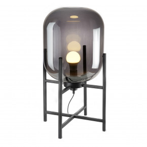 L'Oca Nera - Modello: Urban - Lampada da tavolo moderna con cupola in vetro fumé e base in metallo nero - Colore: Grigio Fumè - Attacco Lampadina: E27 - 1 Lampadina - Watt 60W - Dimmerabile: NO - SKU: 1G133 
