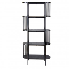 L'Oca Nera - Modello: Urban - Libreria moderna in metallo nero e legno scuro con 5 ripiani - Colore: Nero - SKU: 1J197 