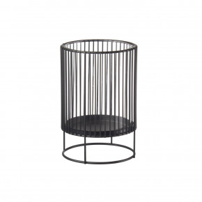 L'Oca Nera - Modello: Urban - Portacandela basso in metallo nero con struttura cilindrica a stecche verticali - Colore: Nero - SKU: 1S129 