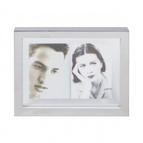 L'Oca Nera - Modello: Urban - Portafoto da tavolo rettangolare piccolo in acciaio dal design moderno - Colore: Metallo Silver - Foto 10x15 - SKU: 1F39 