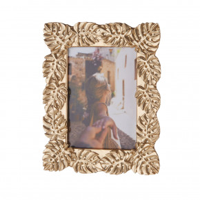 L'Oca Nera - Modello: Ethno Chic - Portafoto rettangolare grande in resina con foglie - Colore: Oro - Foto 13x18 - SKU: 1F198