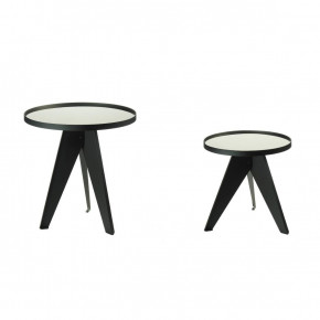 L'Oca Nera - Modello: Urban - Set 2 tavolini moderni da salotto in metallo nero con piano rotondo in vetro - Colore: Nero - SKU: 1J165 