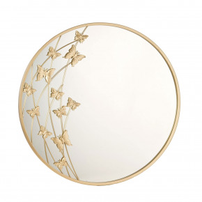L'Oca Nera - Modello: Fashion - Specchio rotondo con cornice in metallo con farfalle dal design moderno - Colore: Oro - SKU: 1J199 
