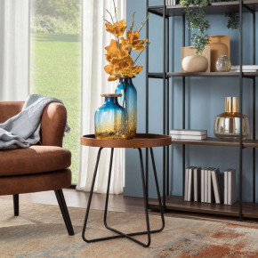 L'Oca Nera - Modello: Contemporaneo - Tavolino da salotto con gambe in metallo e piano in legno - Colore: Legno - SKU: 1J167 