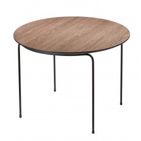 L'Oca Nera - Modello: Contemporaneo - Tavolino rotondo da salotto con gambe in metallo e piano in legno - Colore: Noce - SKU: 1J201 - Codice EAN: 8024118161707 