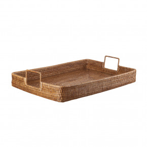 L'Oca Nera - Modello: Modern Country - Vassoio rettangolare grande in rattan - Colore: Marrone - SKU: 1R112