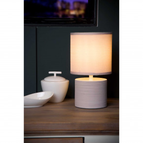 Lucide - Modello: Greasby - Abajour da comodino base in ceramica e diffusore in cotone dal design moderno - Attacco Lampadina: E14 - 1 Lampadina - Watt 40W - Dimmerabile: NO - Grado di Protezione: 20 - SKU: 47502/81/ 