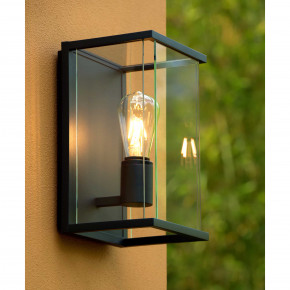 Lucide - Modello: Claire - Applique da esterno con struttura in metallo moderna e diffusore in vetro - Colore: Antracite - Attacco Lampadina: E27 - 1 Lampadina - Watt 60W - Dimmerabile: SI - Grado di Protezione: 54 - SKU: 27883/01/30 - Codice EAN: 5411212271488