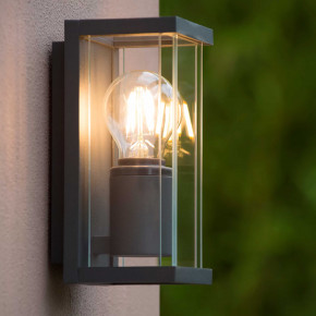 Lucide - Modello: Claire - Applique da esterno in metallo dal design moderno con diffusore in vetro - Colore: Antracite - Attacco Lampadina: E27 - 1 Lampadina - Watt 15W - Dimmerabile: SI - Grado di Protezione: 54 - SKU: 27885/01/30 - Codice EAN: 5411212271549 