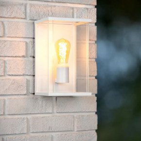 Lucide - Modello: Claire - Applique da parete per esterni in metallo con diffusore in vetro - Colore: Bianco - Attacco Lampadina: E27 - 1 Lampadina - Watt 60W - Dimmerabile: SI - Grado di Protezione: IP54 - SKU: 27883/01/31 - Codice EAN: 5411212272348