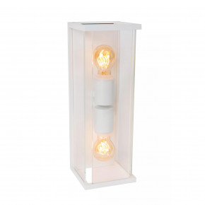 Lucide - Modello: Claire - Applique da parete per esterni in metallo con doppio diffusore in vetro - Colore: Bianco - Attacco Lampadina: E27 - 2 Lampadine - Watt 60W - Dimmerabile: SI - Grado di Protezione: IP54 - SKU: 27883/02/31 - Codice EAN: 5411212272355 