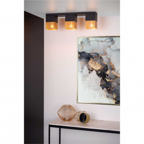 Lucide - Modello: Renate - Faretto con struttura e con triplo diffusore in metallo dal design moderno - Colore: Nero/Oro - Attacco Lampadina: E27 - 3 Lampadine - Watt 40W - Dimmerabile: SI - Grado di Protezione: 20 - SKU: 21123/03/02 - Codice EAN: 5411212211262 