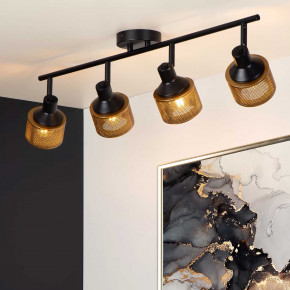 Lucide - Modello: Rafa - Faretto con struttura lineare e 4 diffusori orientabili moderni - Colore: Nero/Oro - Attacco Lampadina: E14 - 4 Lampadine - Watt 40W - Dimmerabile: SI - Grado di Protezione: 20 - SKU: 77980/04/30 - Codice EAN: 5411212771308 