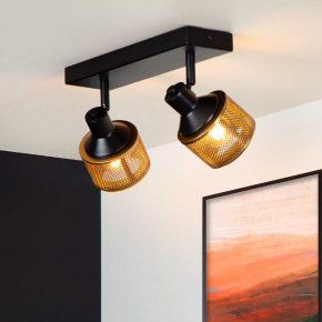 Lucide - Modello: Rafa - Faretto con struttura lineare e doppio diffusore orientabile moderno - Colore: Nero/Oro - Attacco Lampadina: E14 - 2 Lampadine - Watt 40W - Dimmerabile: SI - Grado di Protezione: 20 - SKU: 77980/02/30 - Codice EAN: 5411212771292
