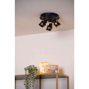Lucide - Modello: Tundran - Faretto da soffitto dalle linee moderne in metallo triplo diffusore orientabile - Colore: Nero/Oro - Attacco Lampadina: GU10 - 3 Lampadine - Watt 5W - Dimmerabile: SI - Grado di Protezione: IP20 - SKU: 34944/13/30 - Codice EAN: 5411212343611