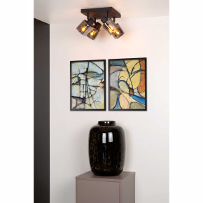 Lucide - Modello: Alion - Faretto in metallo moderna con 4 diffusori orientabili in vetro - Colore: Nero - Attacco Lampadina: E14 - 4 Lampadine - Watt 25W - Dimmerabile: SI - Grado di Protezione: 20 - SKU: 17999/14/30 - Codice EAN: 5411212177018 