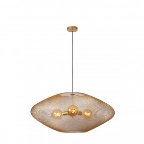 Lucide - Modello: Mesh - Lampada a sospensione con struttura e diffusore in maglia di metallo - Colore: Ottone - Attacco Lampadina: E27 - 3 Lampadine - Watt 40W - Dimmerabile: SI - Grado di Protezione: IP20 - SKU: 21423/88/02 - Codice EAN: 5411212211965 