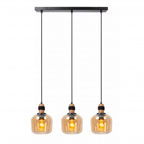 Lucide - Modello: Ilona - Lampada a sospensione lineare moderna con 3 diffusori pendenti in vetro - Colore: Ambra - Attacco Lampadina: E27 - 3 Lampadine - Watt 40W - Dimmerabile: SI - Grado di Protezione: IP20 - SKU: 45408/03/62 - Codice EAN: 5411212452689