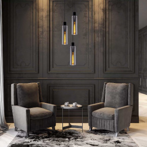 Lucide - Modello: Orlando - Lampada a sospensione rotonda in metallo con 3 diffusori pendenti in vetro - Colore: Nero - Attacco Lampadina: E27 - 3 Lampadine - Watt 40W - Dimmerabile: SI - Grado di Protezione: 20 - SKU: 74404/13/65 - Codice EAN: 5411212740731 