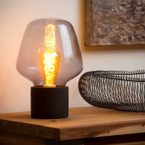 Lucide - Modello: Becky - Lampada da tavolo moderna con base in cemento e diffusore in vetro - Colore: Grigio Fumè - Attacco Lampadina: E27 - 1 Lampadina - Watt 40W - Dimmerabile: NO - Grado di Protezione: 20 - SKU: 45569/01/65 - Codice EAN: 5411212450753