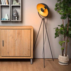 Lucide - Modello: Alvaro - Piantana in acciaio verniciato con diffusore orientabile dal design moderno - Colore: Nero/Oro - Attacco Lampadina: E27 - 1 Lampadina - Watt 40W - Dimmerabile: NO - Grado di Protezione: IP20 - SKU: 05730/01/30 - Codice EAN: 5411212051202 