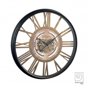 Mascagni - Orologio da parete in legno con ingranaggi a vista e numeri romani - Colore: Nero - SKU: 20BN139 - Codice EAN: 8003426011973 