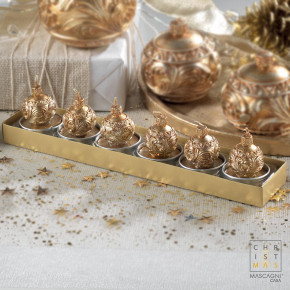 Mascagni - Modello: Feeling - Set 6 pezzi Tealights con decori natalizi - Colore: Oro - SKU: 20BC2169 - Codice EAN: 8003426082713 