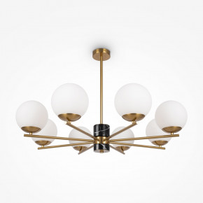 Maytoni - Modello: Marmo - Lampadario in metallo e marmo con otto diffusori in vetro opalino - Colore: Ottone - Attacco Lampadina: E27 - 8 Lampadine - Watt 60W - Dimmerabile: NO - Grado di Protezione: IP20 - SKU: MOD187PL-08BS - Codice EAN: 4099776044796